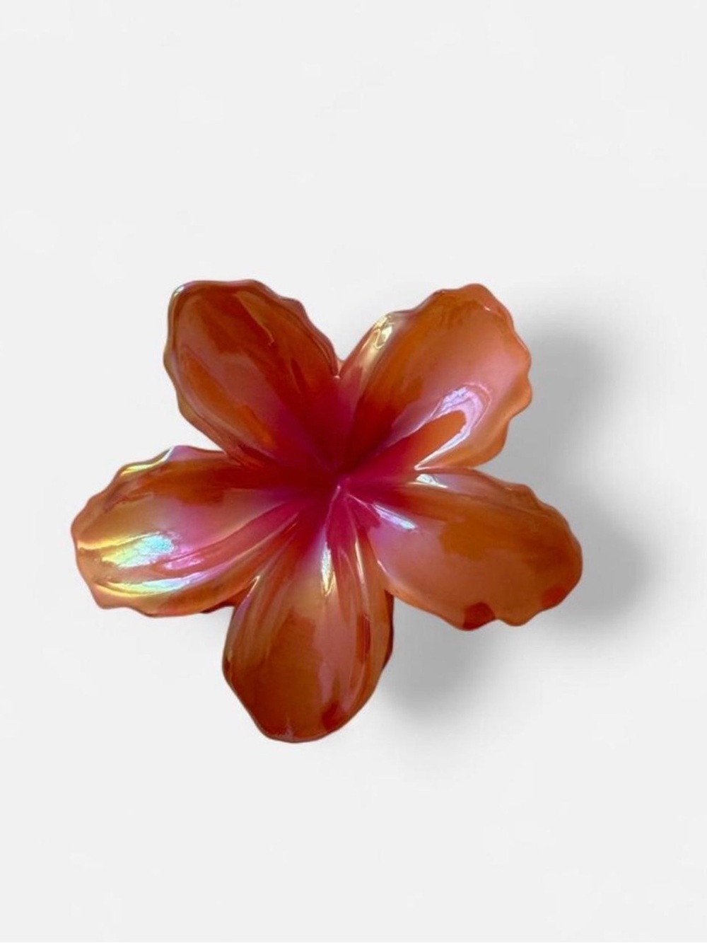 Orange Iridescent Flower Hair Clip